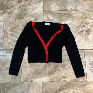Vintage St. John by Marie Grey Black Knit Cardigan